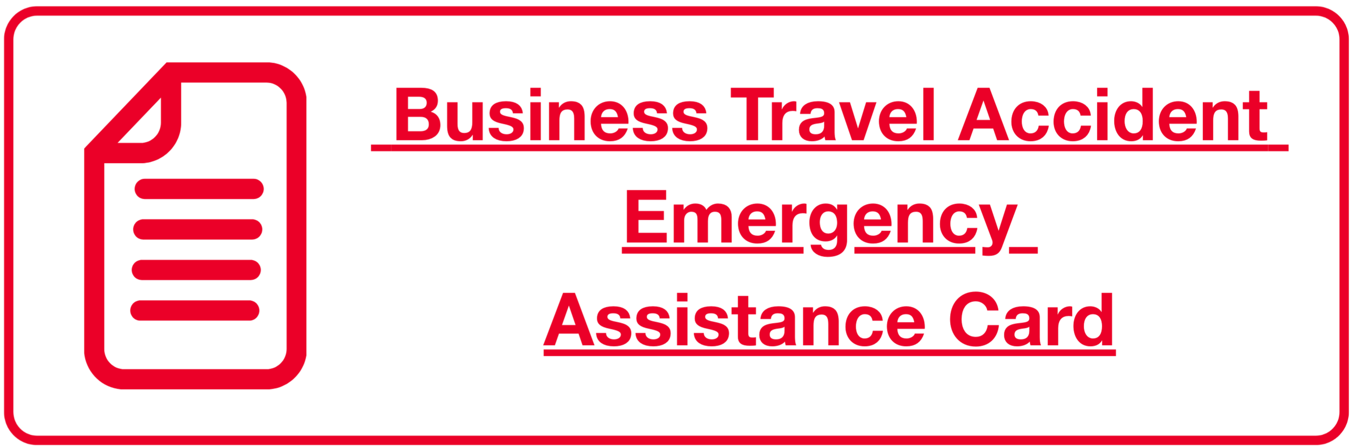 business travel accident emergency assistance card
